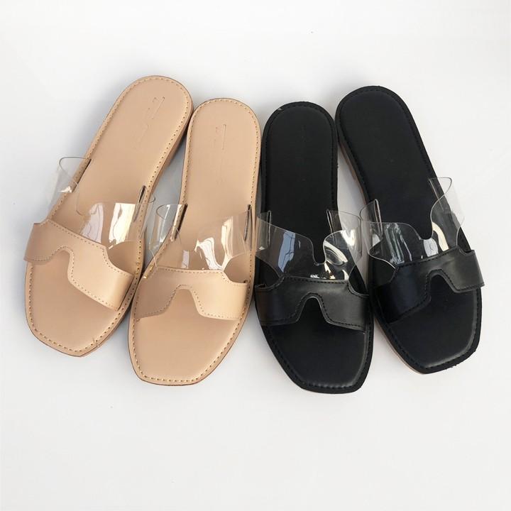 TLG Dép Thời Trang Nữ Da PU Cao Cấp Quai Ngang Chũ H Lót Dép Mềm Mại