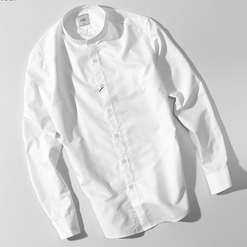 Áo sơ mi nam cao cấp cổ trụ vải cotton lụa xịn sò