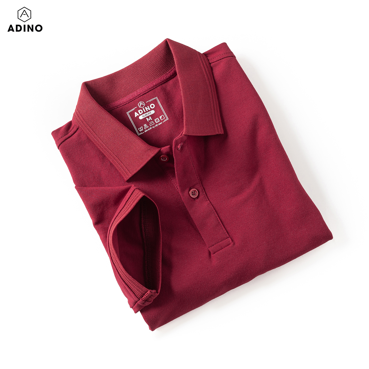 Hình ảnh Áo polo nữ màu đỏ đô phối viền chìm ADINO vải cotton polyester mềm dáng slimfit công sở hơi ôm trẻ trung APN03