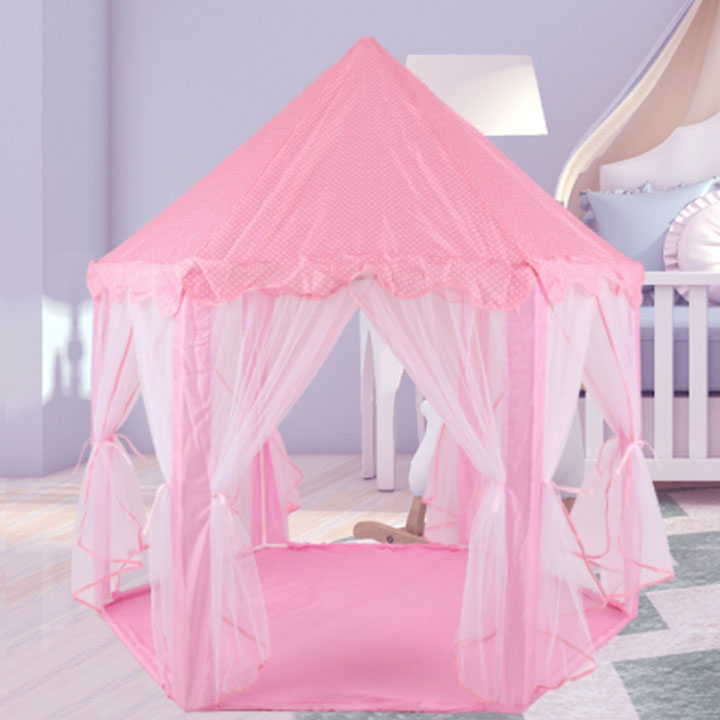 Lều Công Chúa Cho Bé - Lều Cho Bé Hình Lục Giác Phong Cách Hàn Quốc - Tặng kèm 01 dây đèn led nháy 5m