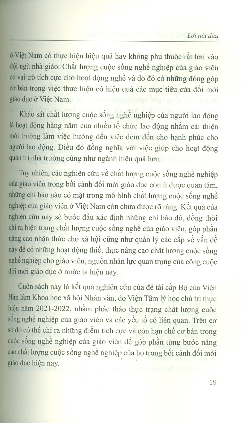 Chất Lượng Cuộc Sống Nghề Nghiệp Của Giáo Viên Phổ Thông Trong Bối Cảnh Đổi Mới Giáo Dục (Sách Chuyên Khảo)