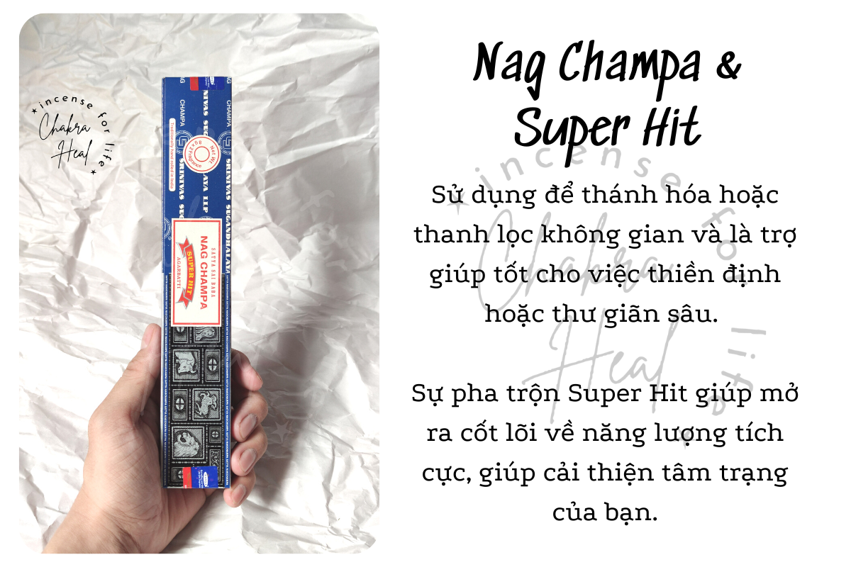 Nag Champa mix Super Hit - Satya Incense - Nhang Thơm Ấn Độ - Hương thơm Thanh lọc và thư giãn l Chakra Heal Incense