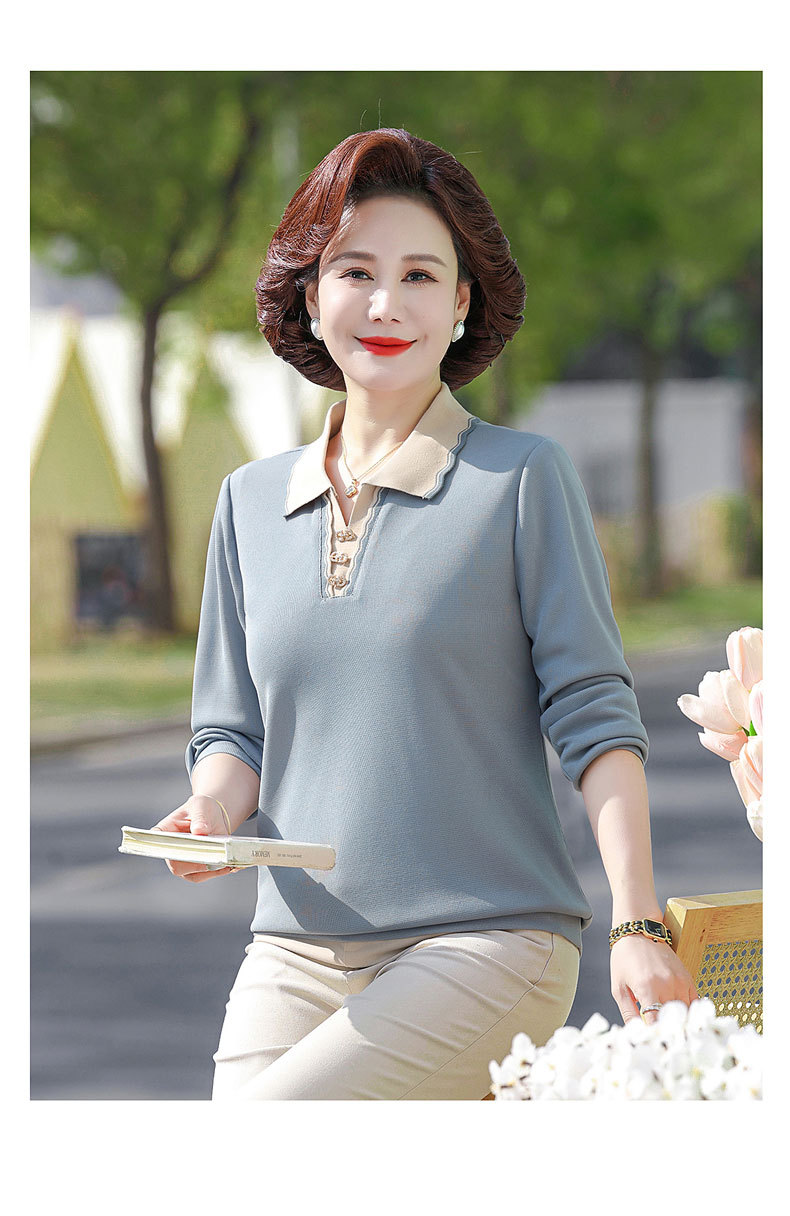 Áo Thun Mùa Xuân Nữ Trung Niên Cổ V SM118- Hàng Quảng Châu Cao Cấp