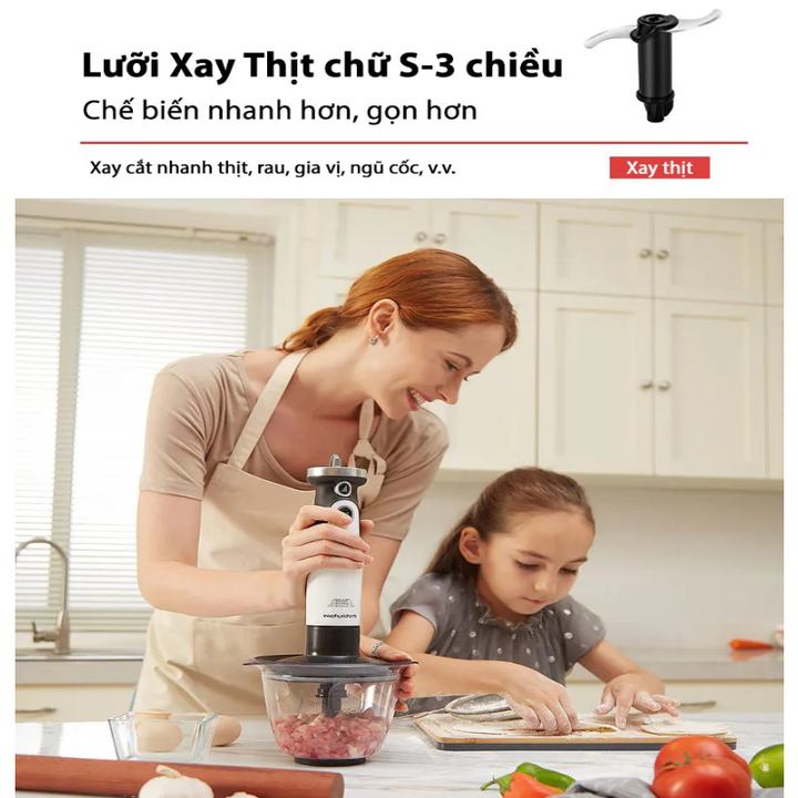Máy xay sinh tố cầm tay 4 trong 1 Morphy Richards MR6006, công suất 600W, tích hợp 8 tốc độ quay cùng chế độ Turbo, dung tích cối chứa 500ml- Hàng chính hãng
