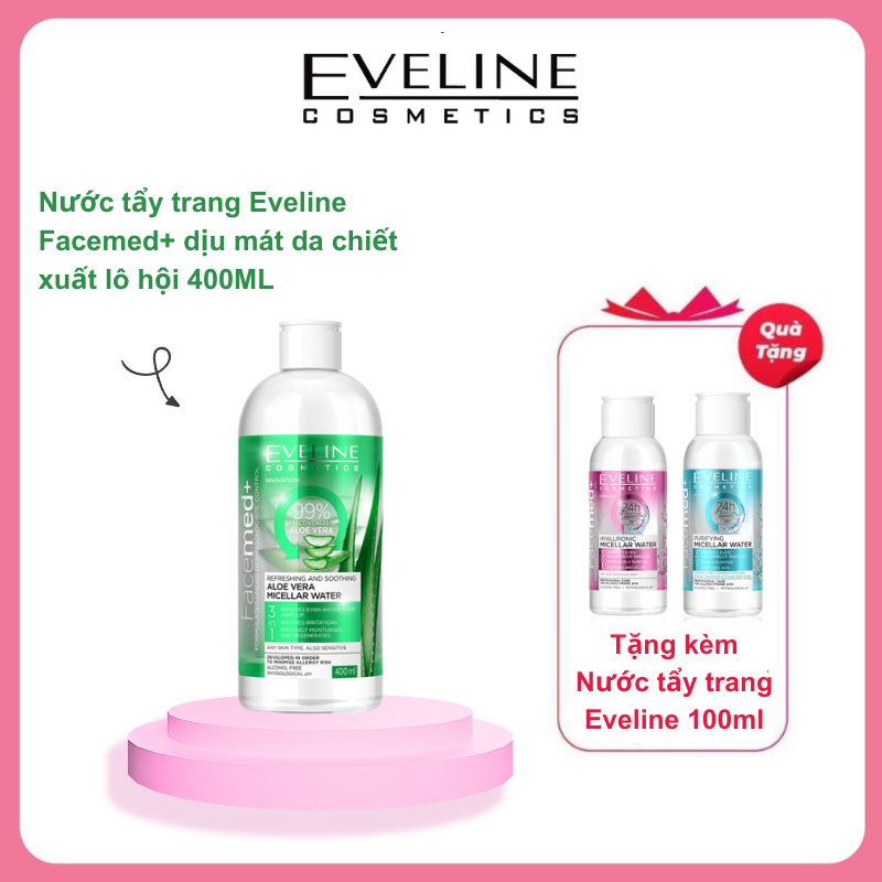 Tặng Nước Tẩy Trang 100Ml Nước Tẩy Trang Làm Dịu Mát Da 3 Trong 1 Eveline Chiết Xuất Lô Hội Facemed 400Ml