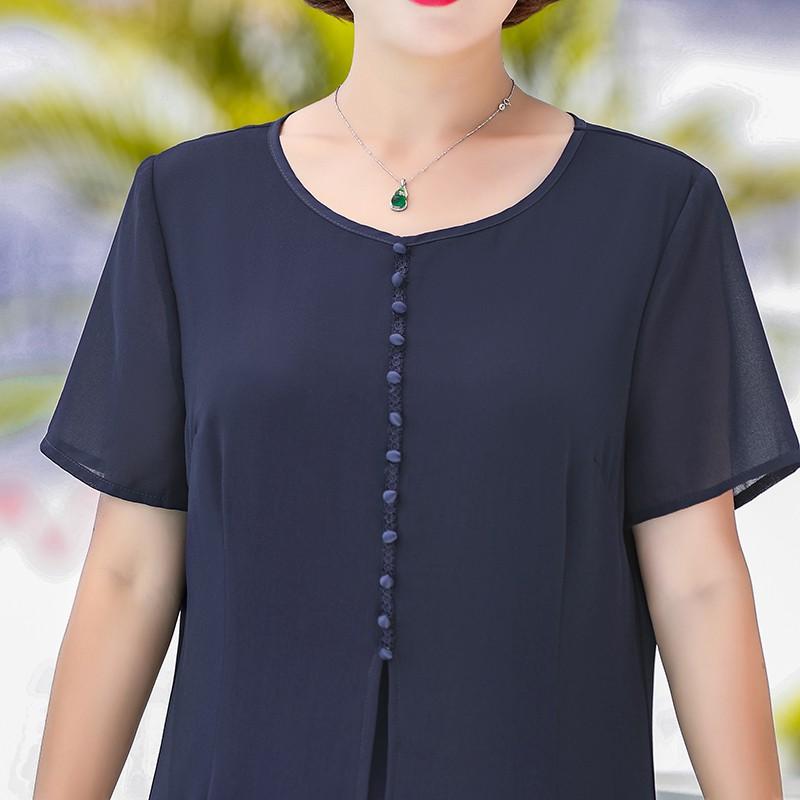 Đầm Voan Trung Niên Thêu Dáng Xòe Sang Trọng VH07 - Hàng Quảng Châu Cao Cấp