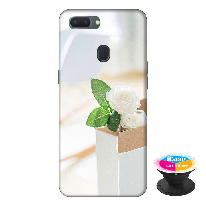 Ốp lưng điện thoại Oppo A5S hình Chậu hoa Cúc Trắng tặng kèm giá đỡ điện thoại iCase xinh xắn - Hàng chính hãng