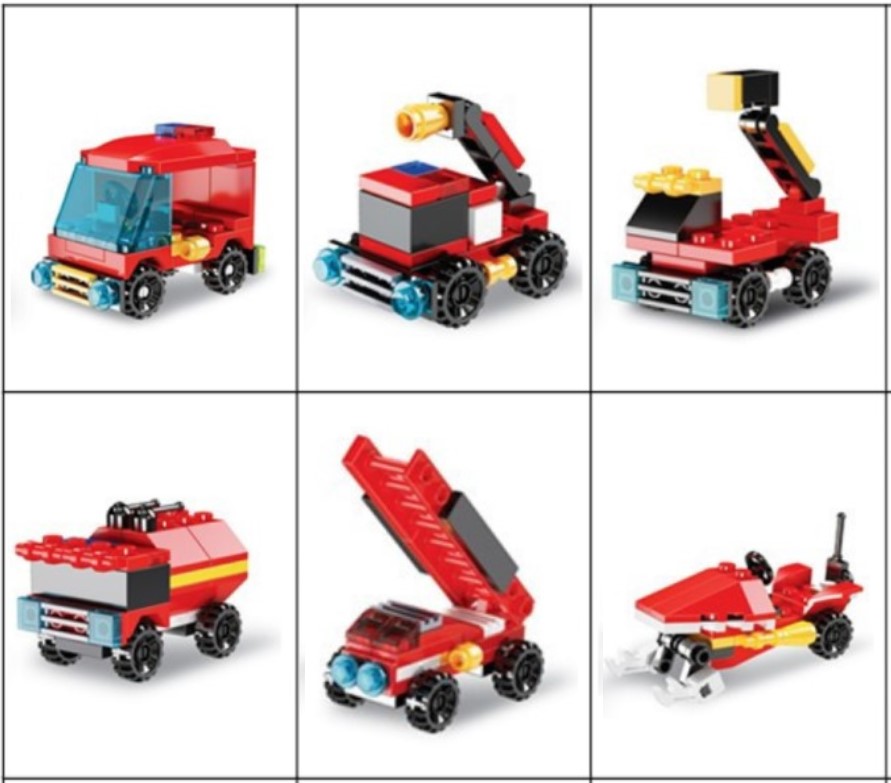 Bộ 6 Trứng Đồ Chơi Lắp Ráp Các Loại Xe Cứu Hỏa