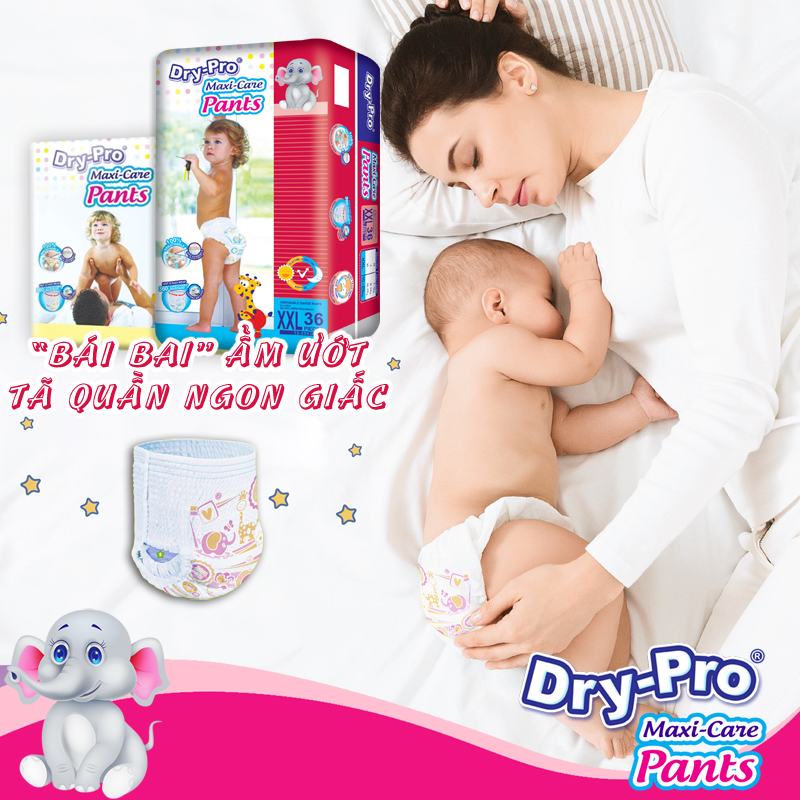 Combo Tã/bỉm quần Dry-Pro M20 + tặng 1 gói khăn ướt Pur 80 tờ cho bé