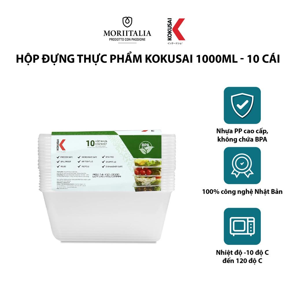 Hộp nhựa đựng thực phẩm Kokusai 1000ml Lốc 10 cái an toàn tiện lợi HDK009782