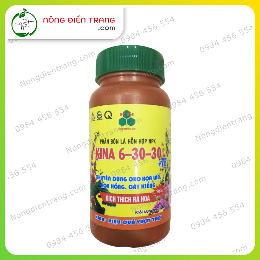Phân bón lá KINA 6-30-30+TE - Chai 100g - Chuyên dùng cho hoa Lan và cây cảnh giúp KÍCH HOA - NHIỀU NỤ - RA HOA TẬP TRUNG VTNN Nông Điền Trang
