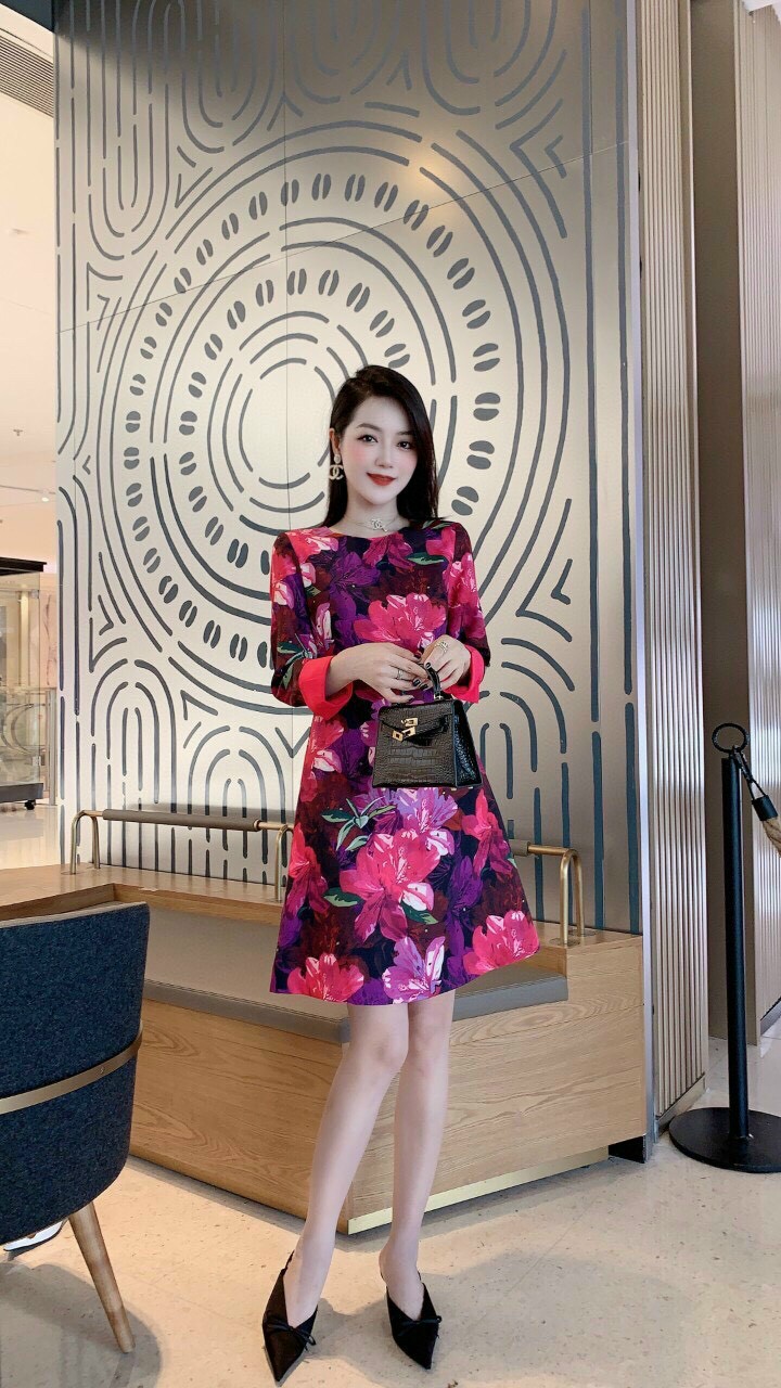 ĐẦM SUÔNG HOA TAY DÀI SIÊU ĐẸP