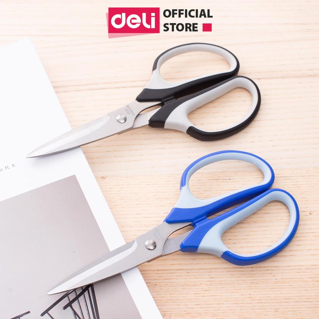 Kéo văn phòng 190mm Deli - Kéo đa năng sử dụng phòng bếp - Đen/Xanh - E6001