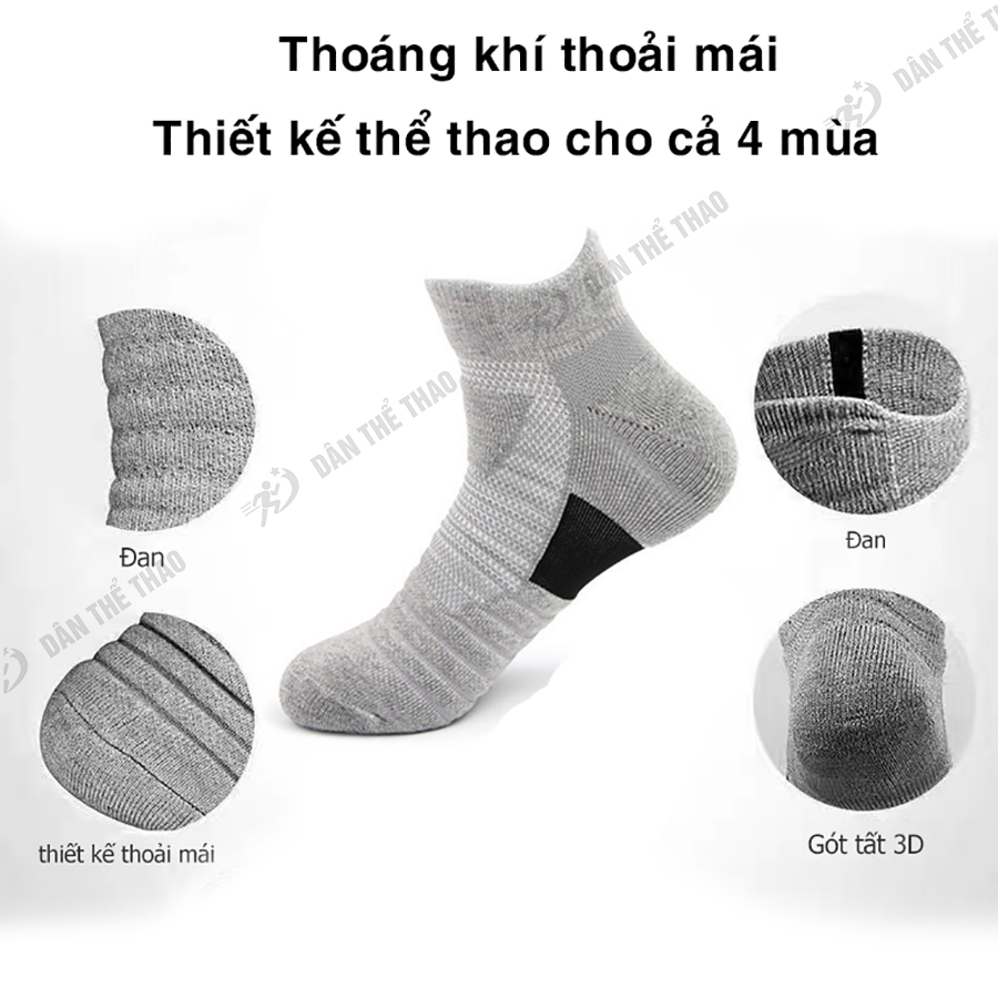 Tất chống trơn chống trượt chuyên dụng chạy bộ, bóng rổ, bóng đá, đi xe đạp, quần vợt - Tất nam dày dặn thiết kế thoáng khí êm chân