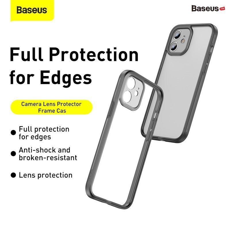 Ốp khung viền chống sốc Baseus Camera Lens Protector Frame Case Cho Phone 12 Mini / 12 & 12 Pro / 12 Pro Max_ Hàng Chính Hãng