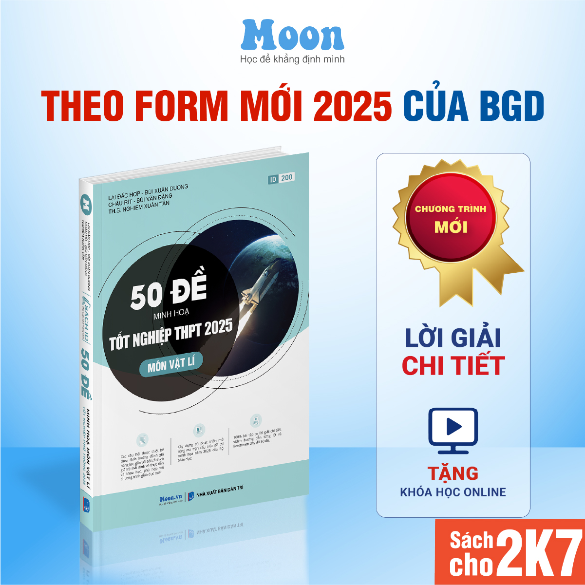 Sách ID Bộ Đề Minh Hoạ Ôn Thi THPT 2025 môn Toán, Lý, Hoá, Sinh, Anh, Văn, Sử, Địa Moonbook dành cho 2k7