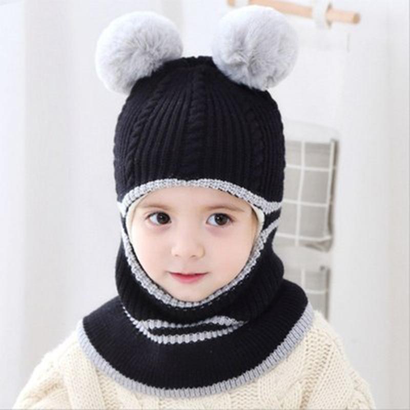 Trẻ Em Mùa Đông Nón Tai Bé Gái Bé Trai Nhiệt Trẻ Em Mũ Khăn Bộ Bé Bonnet Enfant Dệt Kim Nón Dễ Thương Cho Bé Gái Bé Trai