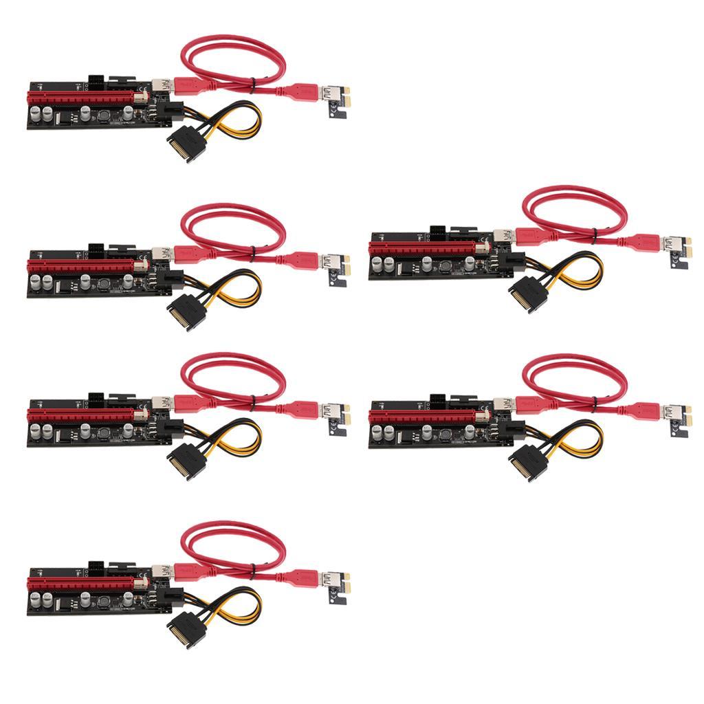 6Pack PCIE Riser 1X TO 16X Graphics Riser Mining Card+60cm USB 3.0 Extension Cable