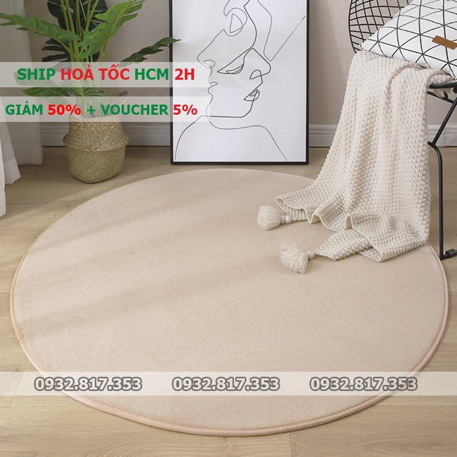 Thảm Nhung Tròn Cao Cấp | 80cm, 1m, 1m2 | Thảm Lông Tròn Trang Trí Có Đế Chống Trượt - Cam Kết Không Xổ Lông