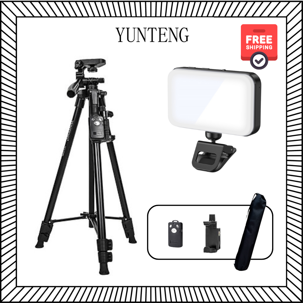 Combo Tripod Yunteng VCT 5208RM + Đèn kẹp F6 - Combo du lịch nhỏ gọn, tiện lợi - Hàng chính hãng
