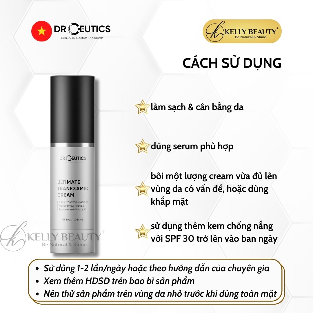 Kem Dưỡng Sáng Da DrCeutics Ultimate Tranexamic Cream - Cải Thiện Da Mỏng Đỏ, Mờ Thâm Sạm Nám - Kelly Beauty