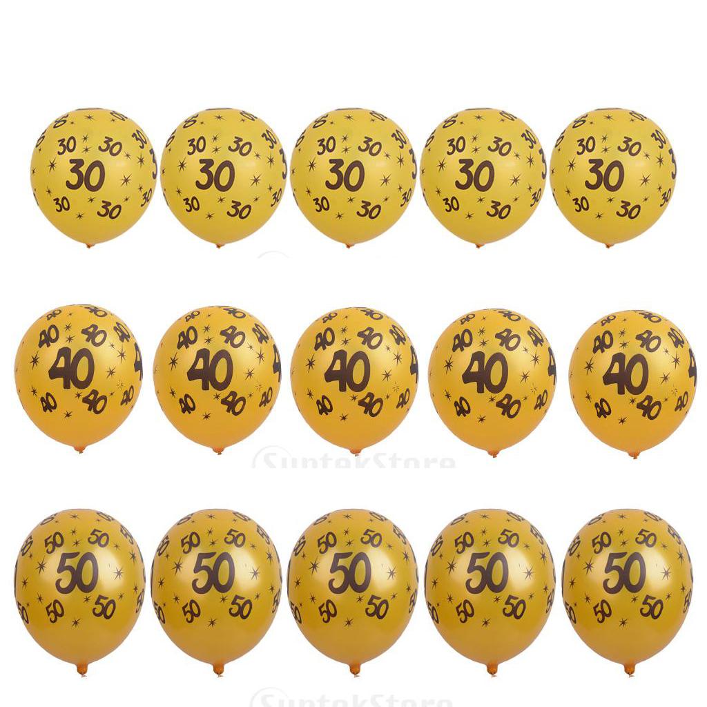 10/set 12in Gold Latex Balloons for Birthday Anniversary Party Number Age