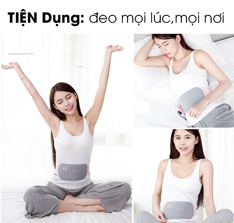 [Máy] Đai Đeo Massage Giảm Đau, Sưởi Ấm Bụng Phụ Nữ Kỳ Kinh Nguyệt Bằng Sóng Hồng Ngoại Cao Cấp + Kèm Pin Dự Phòng - MP147