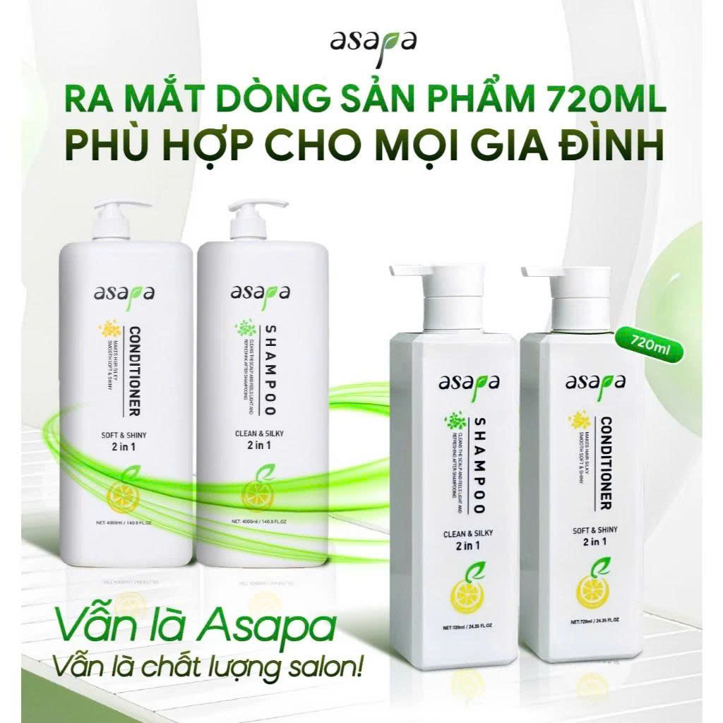 Dầu Gội & Dầu Xả ASAPA Chăm Sóc Tóc Chuyên Sâu, Giảm Gãy Rụng, Mềm Mượt 720ml