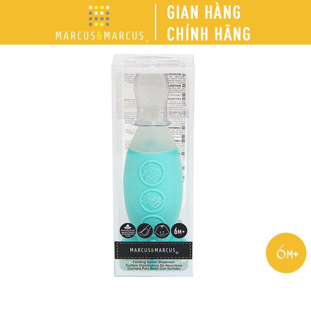 Bình bóp ăn dặm silicon có thìa Marcus &amp; Marcus cho bé từ 6 tháng
