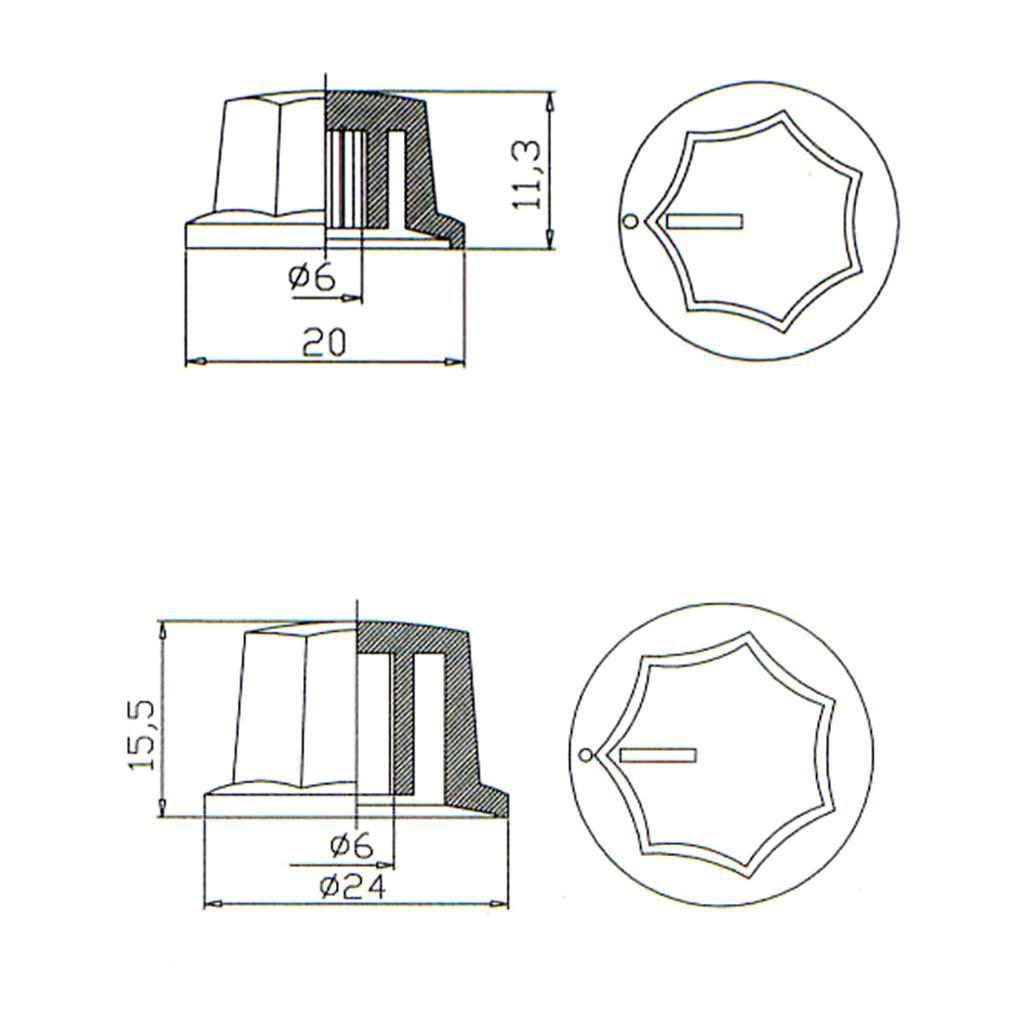 6 Pieces Plastic Volume Tone Control Knobs for JB Jazz Bass Replacement Accessory