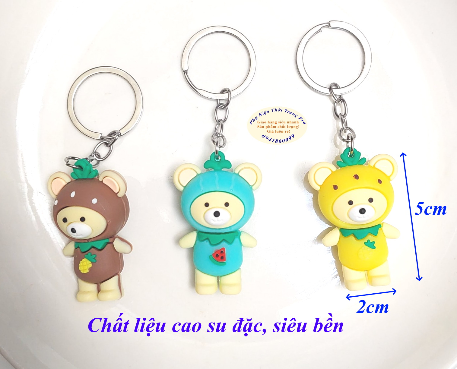 Móc khóa Phụ kiện trang sức Hình gấu Dễ thương Cute, Độc đáo, Siêu đáng yêu, Siêu dễ thương, Chất liệu cao su đặc siêu bền