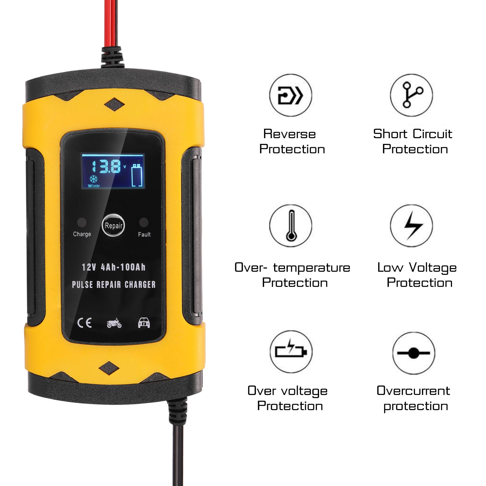 Digital LCD Display 12 V 6A Motorcycle Battery Recharger for Lead Acid Battery Auto Moto Battery Recharging Tool