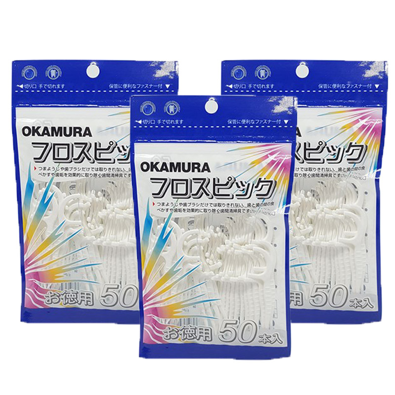Combo 10 Bịch Tăm Chỉ nha khoa Okamura 50P