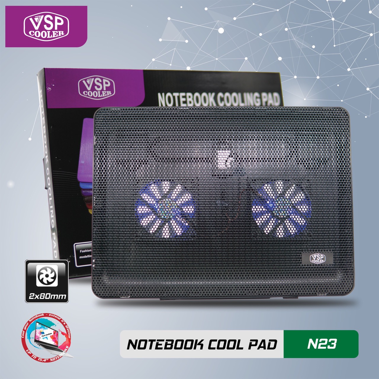 ĐẾ TẢN NHIỆT VSP COOLER N23 (2*Fan 8cm) - giao ngẫu nhiên - hàng nhập khẩu