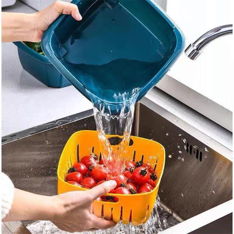 Bộ Rổ Nhựa Kèm Chậu Có Nắp Đậy Tiện Dụng 112