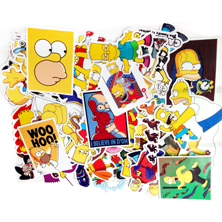 Sticker Simpson Hoạt Hình - Bộ 50 miếng