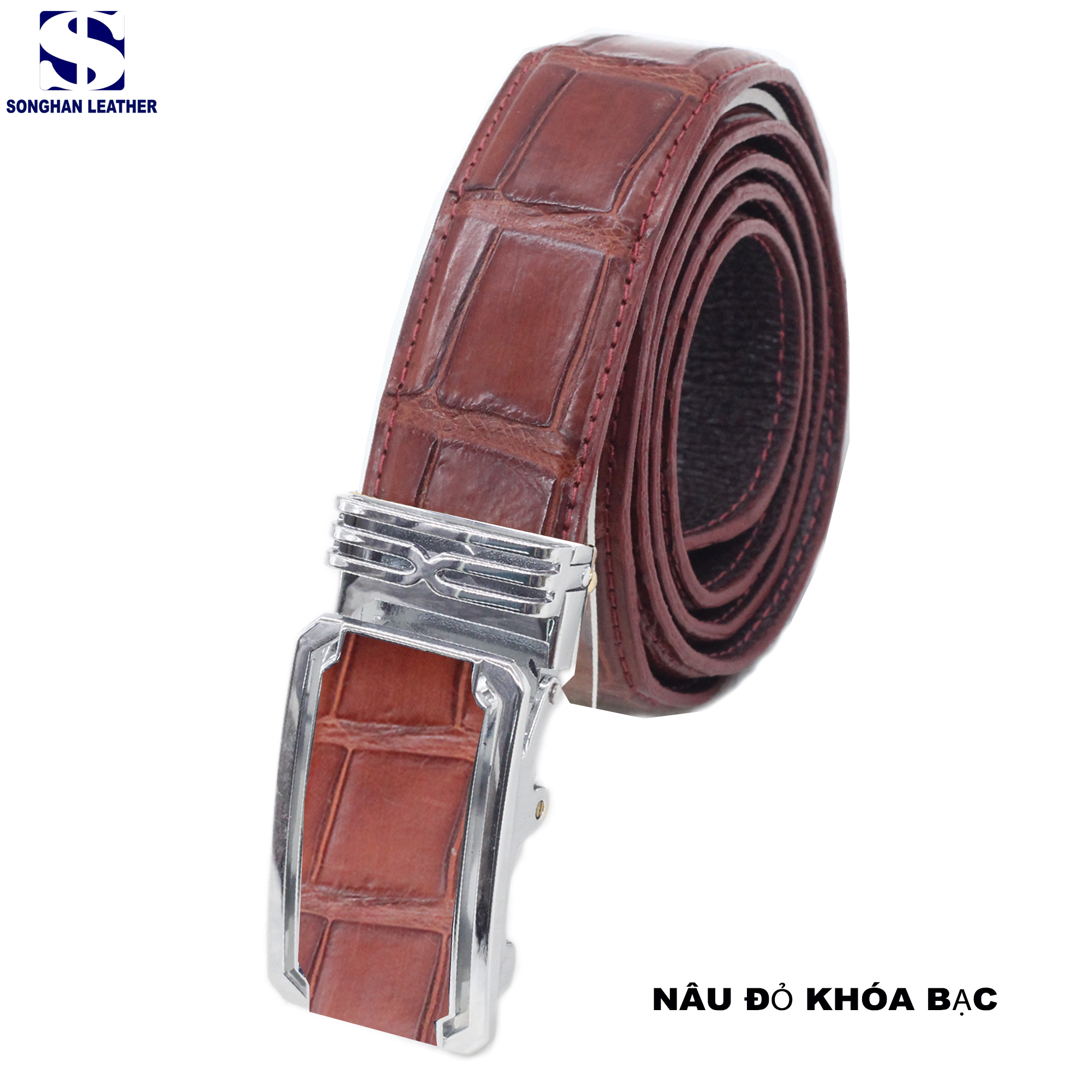 Thắt Lưng Da Cá Sấu Bản 3.5cm Songhan Leather MB01 Bản Liền.Dây Lưng Da Kèm Khóa Trượt Cao Cấp Không Rỉ BH 12 Tháng