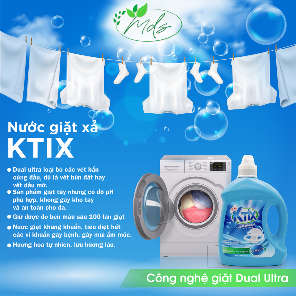 Nước Giặt Xả KTIX DUAL ULTRA 3,2L