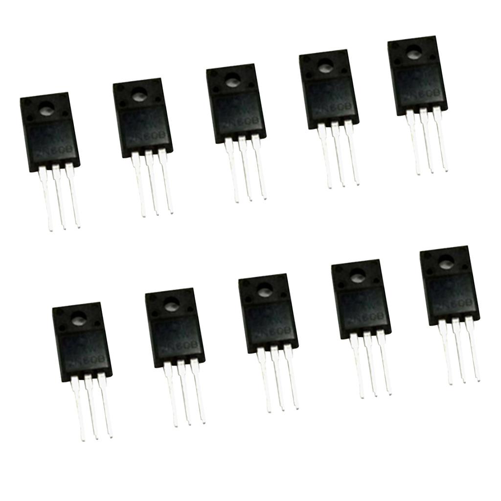10 Chiếc 2A 600V 2N60 MOSFET N Kênh Transistor Hiệu Ứng Trường TO-220F Silicon Chip đồng Khung, Kẹo Cao Su Chấ