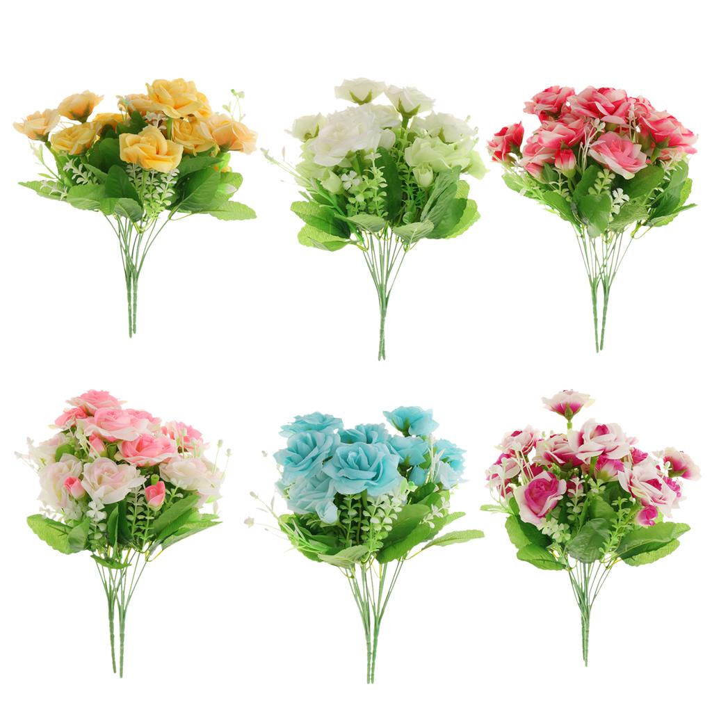 2 Piece Artificial Silk Rose Flower Bouquet Plant Wedding Decor