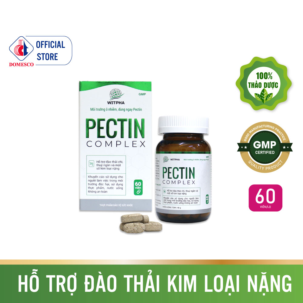 Viên uống Pectin Complex lọ 60 viên - Hỗ trợ đào thải chì, kim loại nặng và độc tố