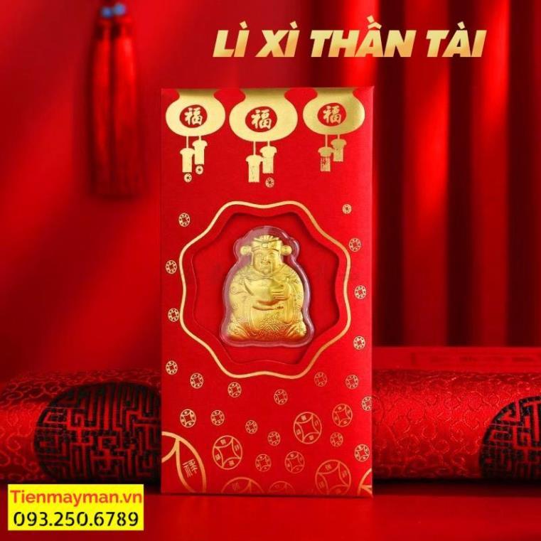 Lì Xì Thần Tài, Hình Hổ Vàng Mạ Vàng 24K - Bao Lì Xì May Mắn Rước Tài Lộc