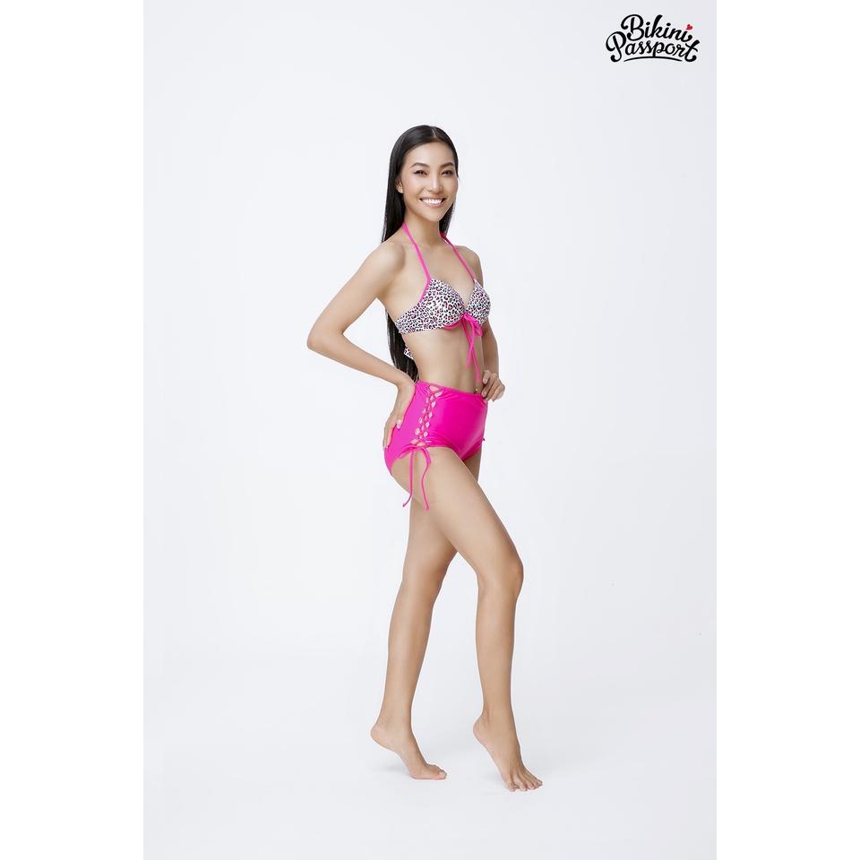 Đồ bơi nữ BIKINI PASSPORT kiểu hai mảnh áo gọng, quần kiểu dây rút - màu Hồng - BS442_PK