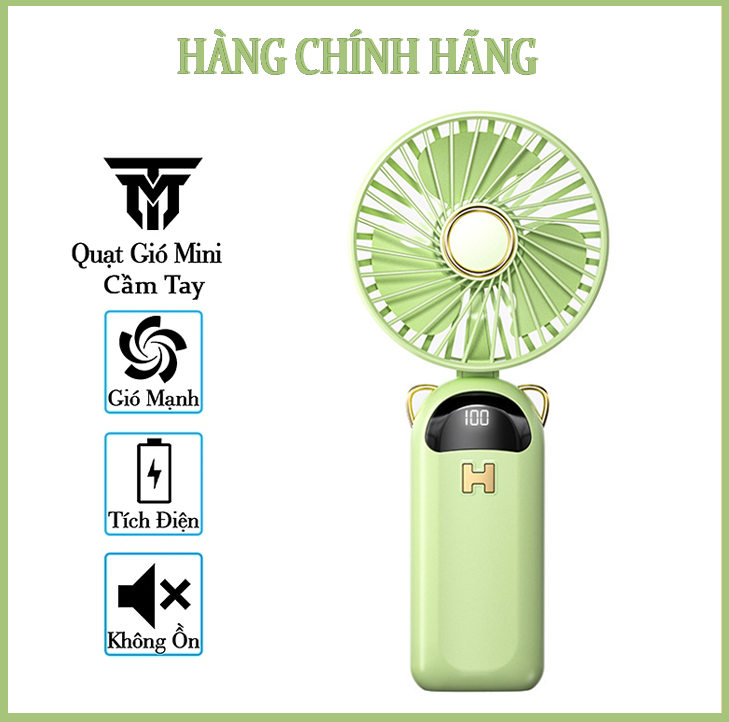 Quạt Cầm Tay Mini Tích Điện Teement , Có Giá Đở Điện Thoại, Sạc USB Di Động Tiện Lợi, Phiên Bản Nâng Cấp - Hàng Chính Hãng