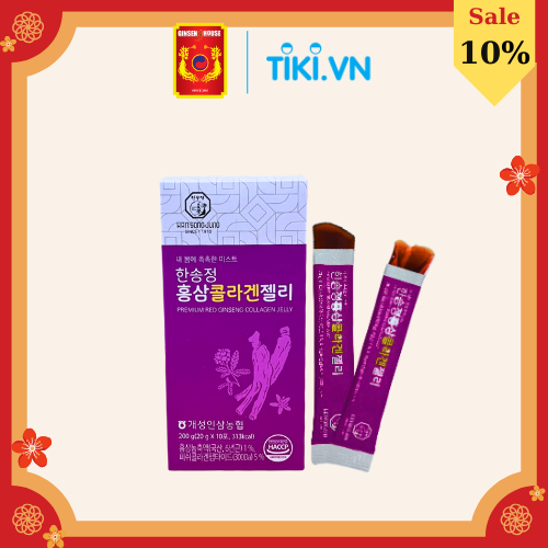 Thạch Hồng Sâm Collagen Phân Tử Thấp - Ginseng House Hộp 200g (10 gói)