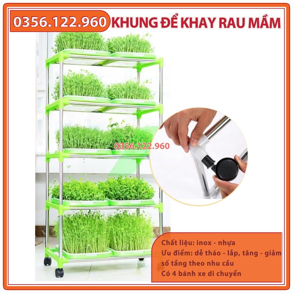 Khung/kệ trồng rau mầm có bánh xe - loại 5 tầng để 10 khay