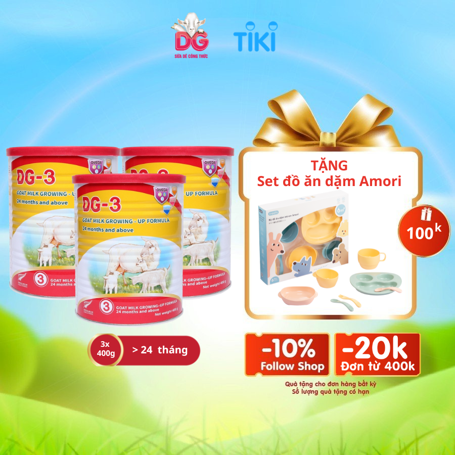 Combo 3 lon Sữa dê DG-3 400gr Tặng 1 hộp Viên sữa dê DKids