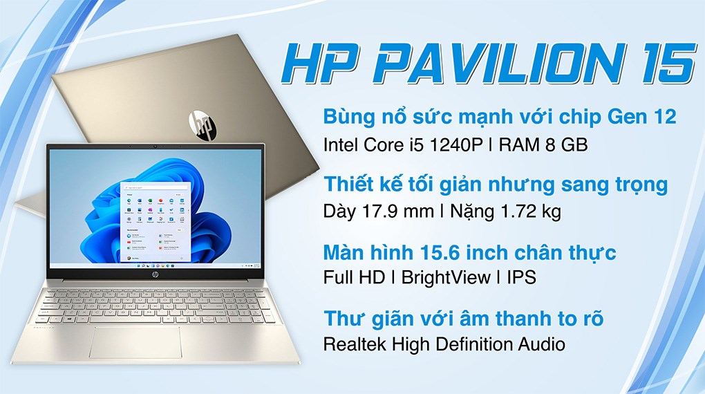 Máy Tính Xách Tay Laptop HP Pavilion 15-EG2056TU (Core i5-1240P, 8GB Ram, 512GB SSD, Intel Iris Xe, 15.6 Inch FHD, Win11) - Hàng Chính Hãng