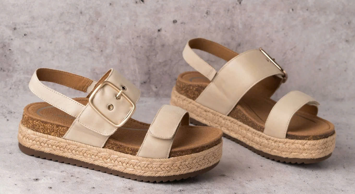 Sandal sức khỏe nữ Aetrex Vania Cream - giày cao 5p đệm memory foam