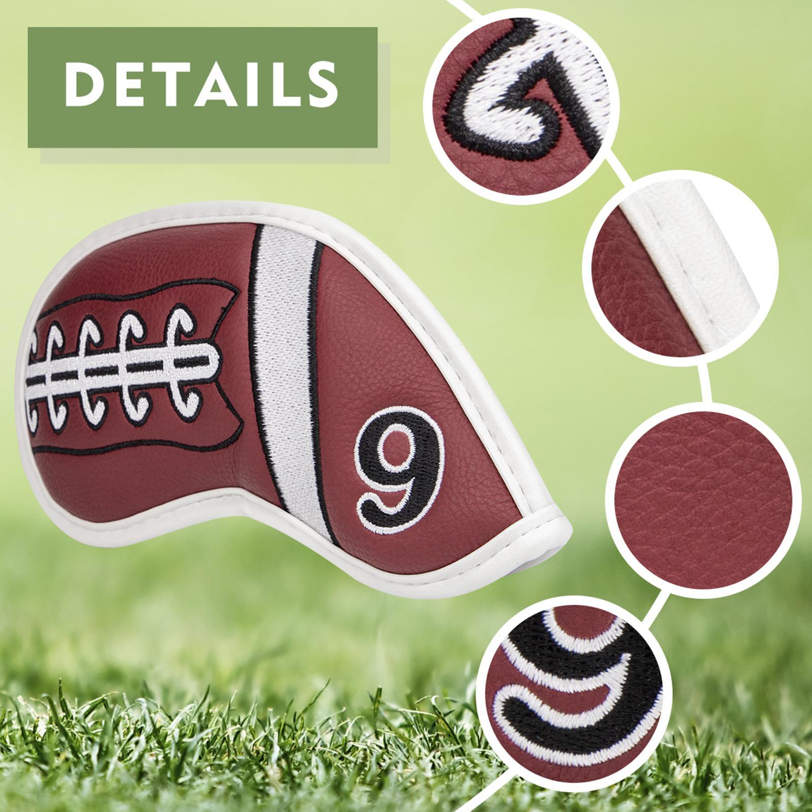 Golf Club Iron Head Covers, 9 pcs Golf Headcover Set, Thick Synthetic Leather Golf Iron Head Covers Set Fit All Brands Irons